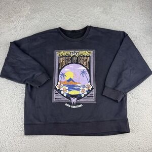 Roxy‎ Crewneck Sweatshirt Womens Medium Black Surf Graphic Boxy Oversized